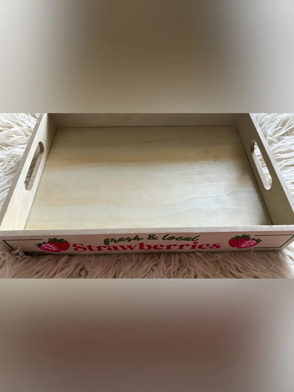 Target Bullseye Fresh & Local Strawberries Wooden Decorative Tray Kitchen Decor